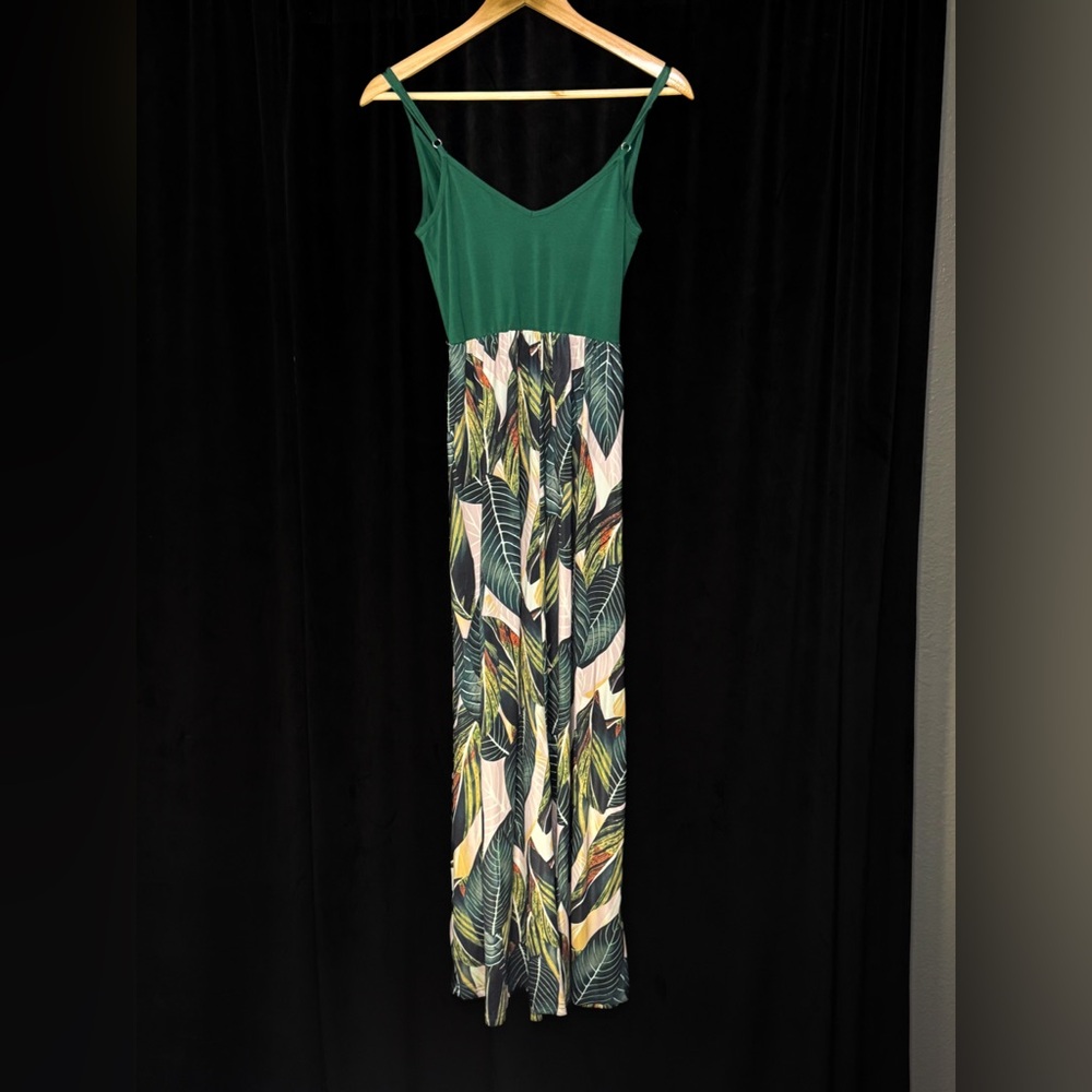 Ouges Women’s Green Palm Maxi Dress With Pockets … - image 4